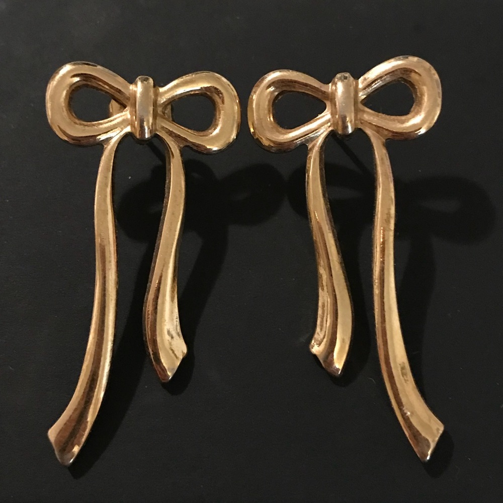 Vintage Gold Bow Stud Earrings